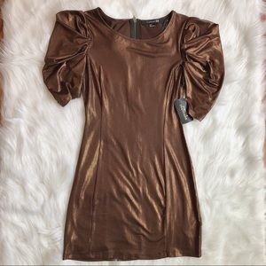 Brown gold stretch dress by Forever 21